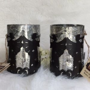 Mercury and Iron Angel Candleholders